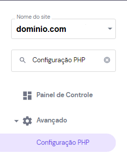 seção configuração PHP do hPanel da Hostinger
