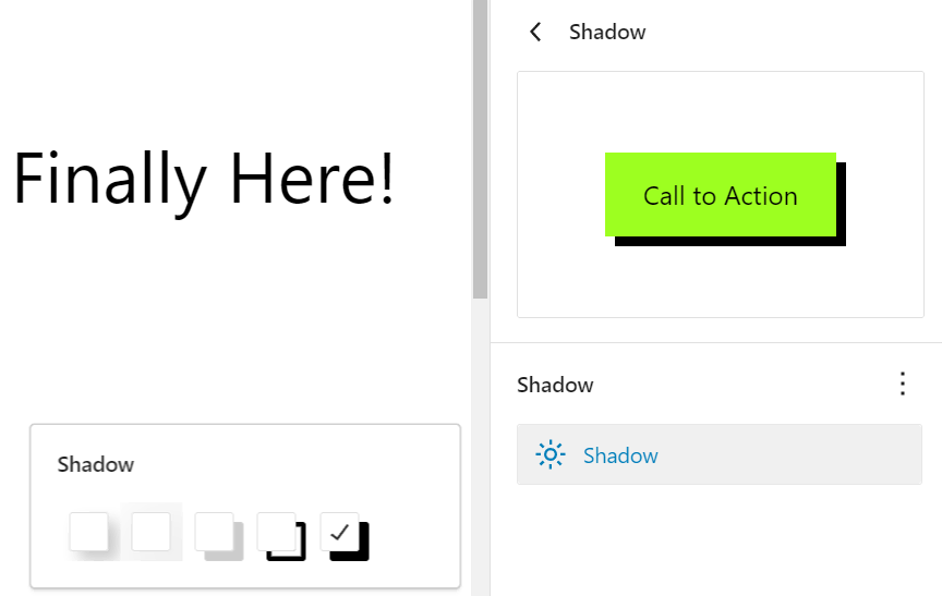 ferramentas de UI (interface do usuário) para permitir que os usuários finais alterem as predefinições de sombra usando o painel de estilos globais.