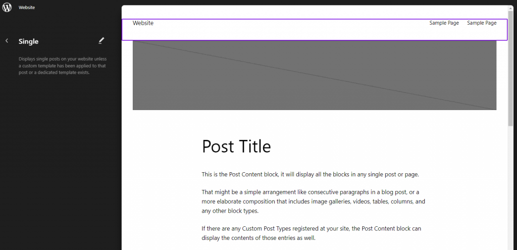 barra lateral esquerda em cinza-escuro do site wordpress