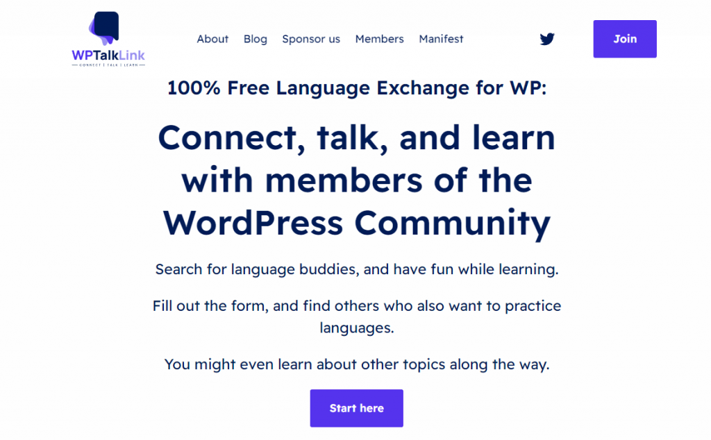 Página do projeto WPTalkLink