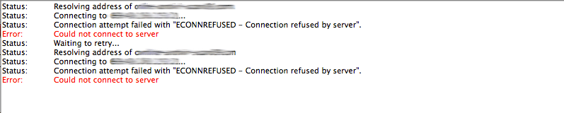 ECONNREFUSED Connection refused by server error