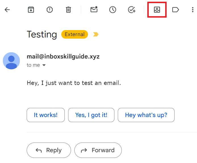 movendo email para caixa de entrada no gmail