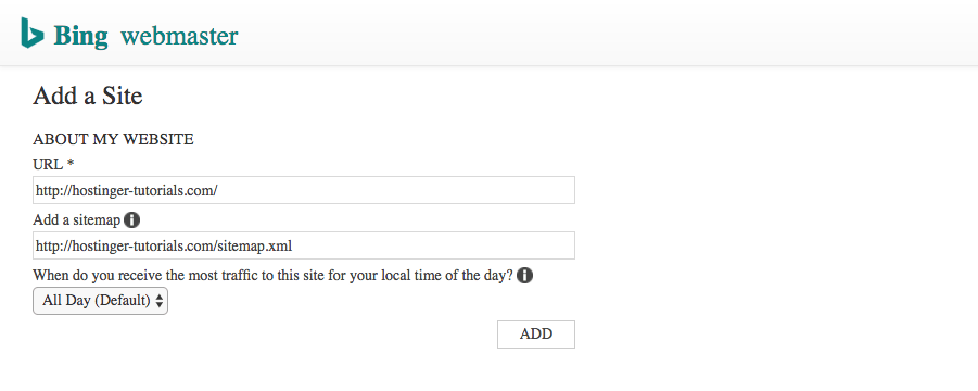 bing webmaster tools add sitemap
