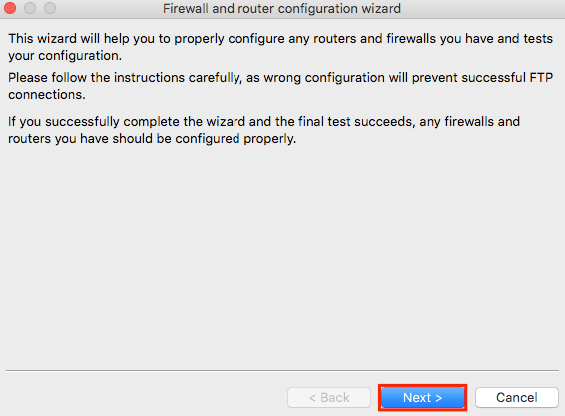 filezilla network configuration wizard step1