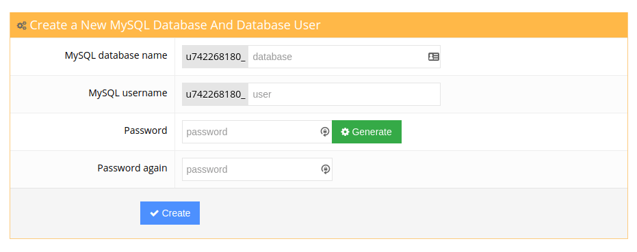 hostinger database creation