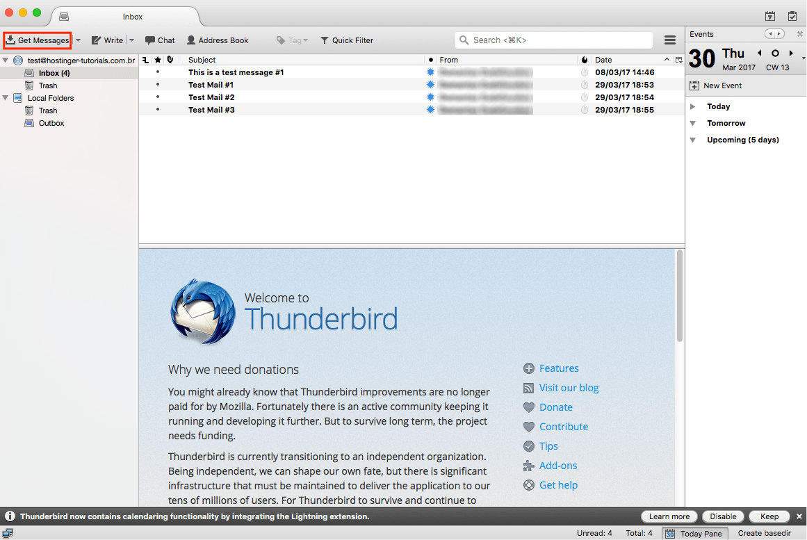 thunder bird get messages button2