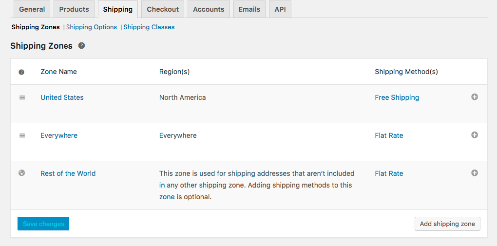 woocommerce settings shipping