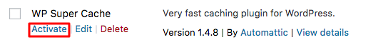 wordpress wp super cache activate2