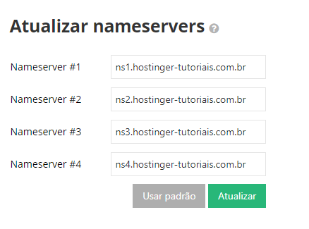 aplicando nameservers personalizados num domínio registrado na Hostinger para apontar domínio para vps