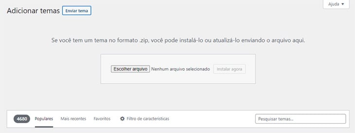 enviar tema no wordpress