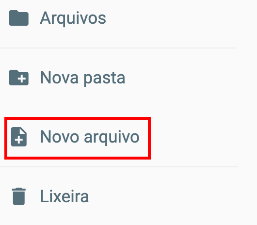 Criação de um novo arquivo no Hostinger File Manager