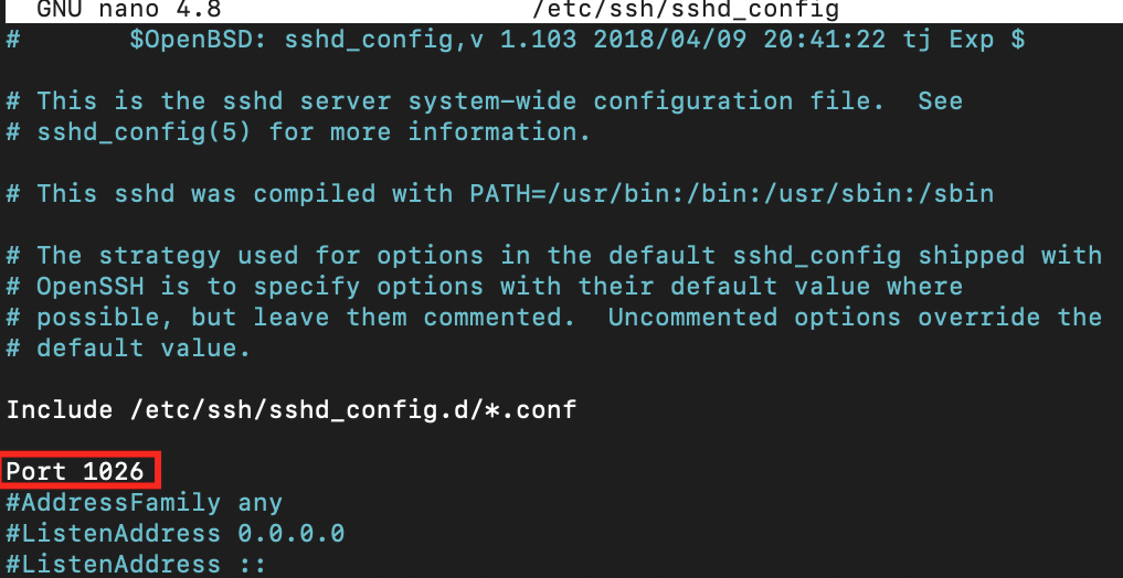 alterando porta ssh via linha de comando