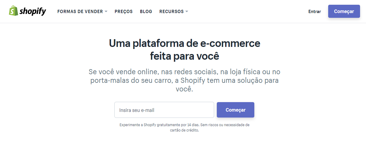 Criar loja no shopify