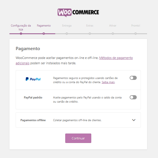 Tela de pagamento woocommerce