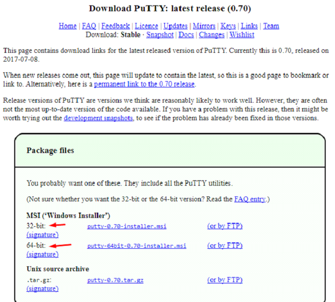 Putty de 32 e 64 bits