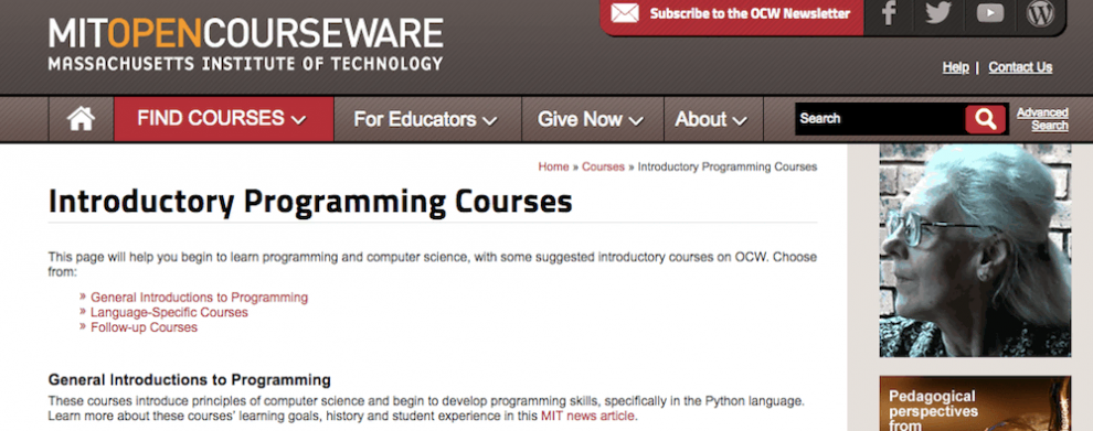 curso do MIT Open Courseware para aprender como programar