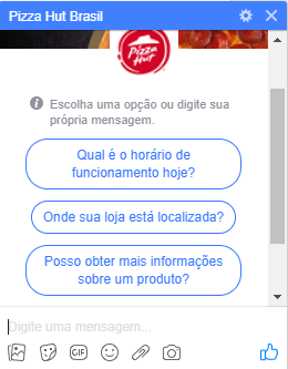 chatbot da pizza hut no facebook messenger