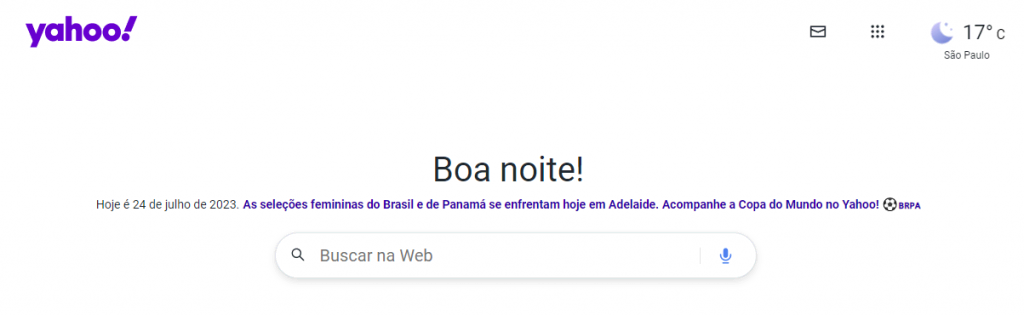 página inicial do yahoo