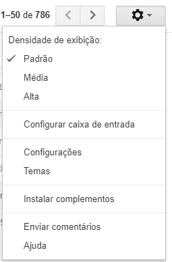 configurações padrão do gmail