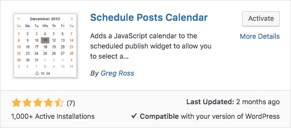 Calendario para agendar posts