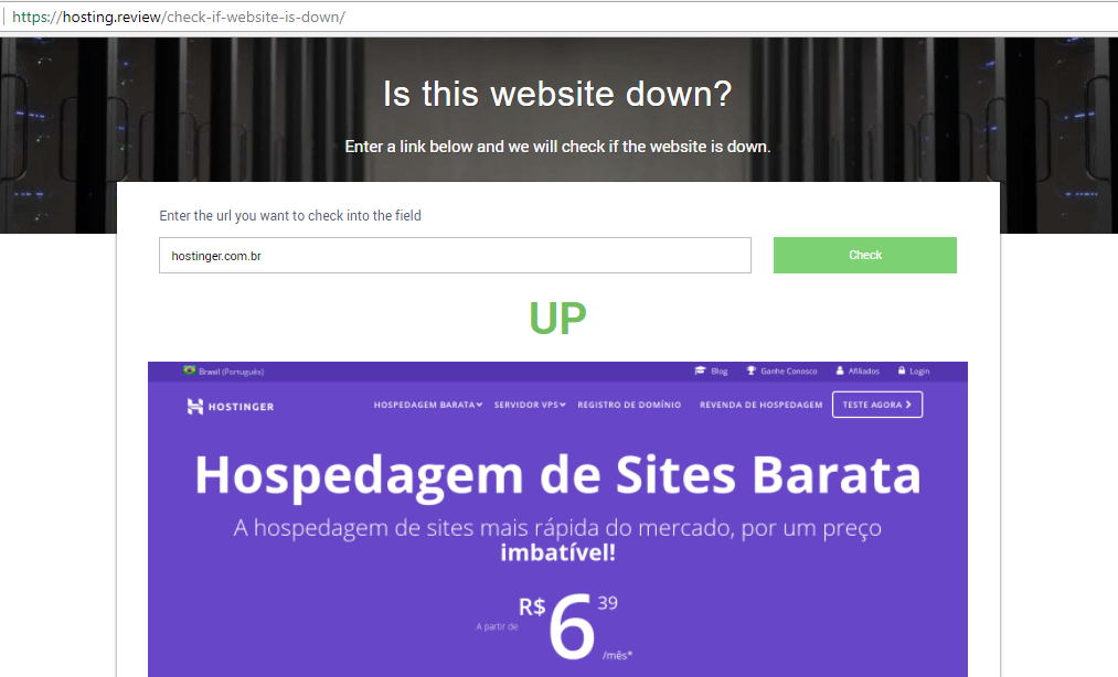 como saber se o site está no ar