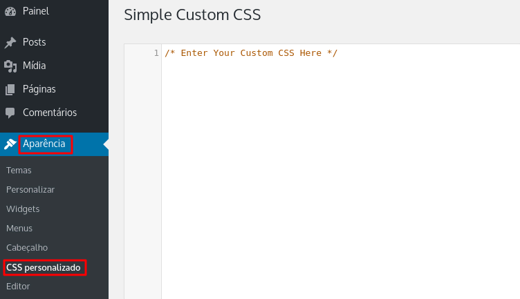 simple custom css instalado para usar css personalizado