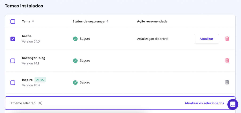 atualizando temas do wordpress no hpanel