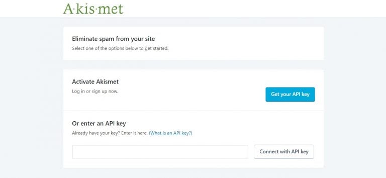 obter chaves API do plugin Akismet