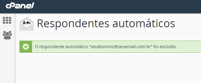 confirmação da exclusão do respondente automático 