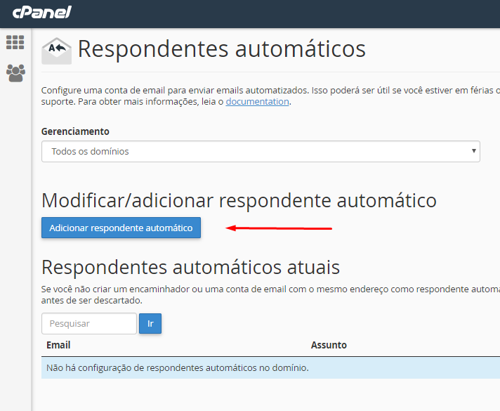 botão de adicionar respondente automático para criar uma resposta automática de recebimento de email 
