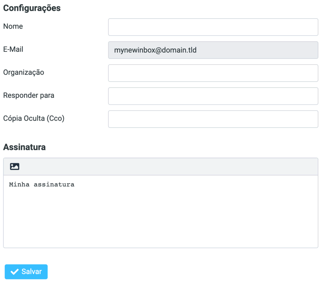 Janela de assinatura no Hostinger Webmail. A assinatura simples é exibida