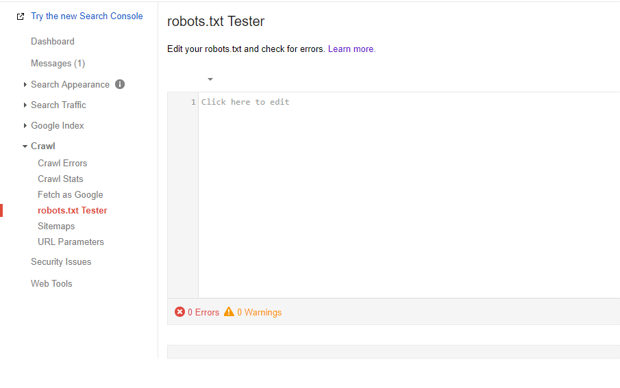 aba robots.txt tester no google search console