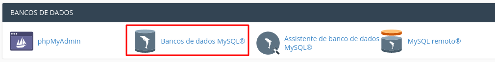 opção banco de dados mysql para excluir o wordpress