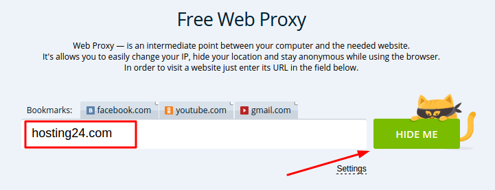 verificando se um site está online por proxy pelo site incloak.com