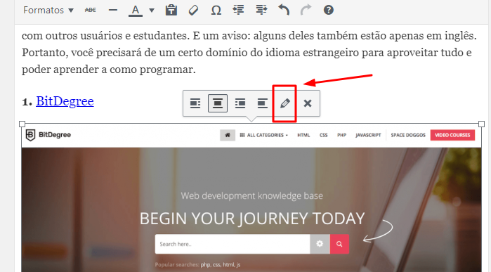 editando imagem no wordpress