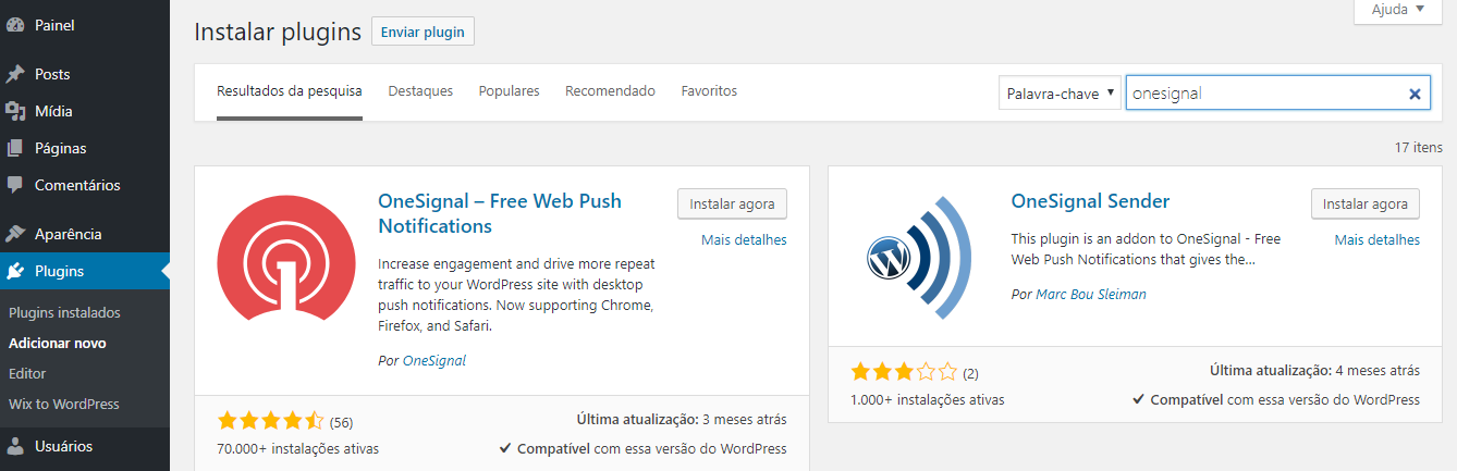 instalar plugin one signal