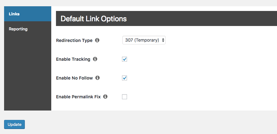 configurando o plugin pretty links