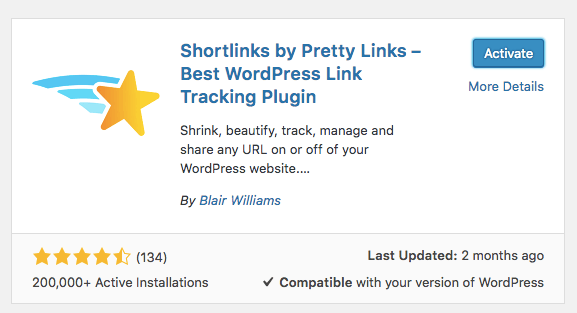 instalando o plugin pretty links