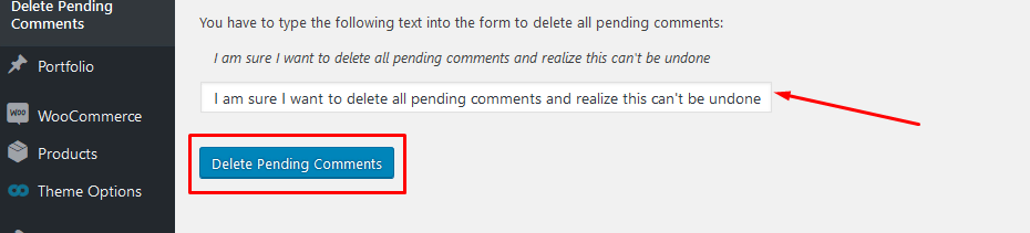 opção de deletar comentários pendentes pelo plugin wordpress