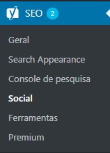 Menu do Yoast no WordPress