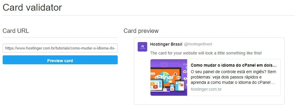 Como validar cards após adicionar twitter cards no wordpress