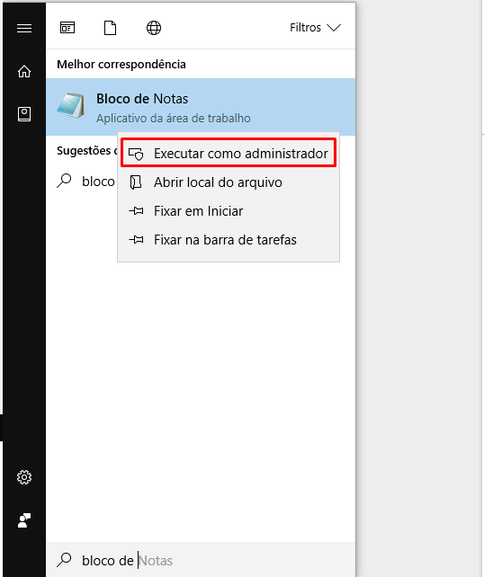 abrir bloco de notas como administrador