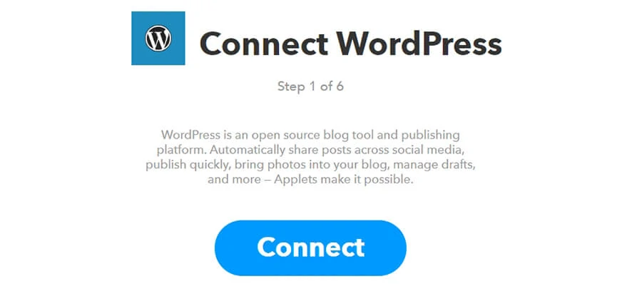 clique em connect WordPress