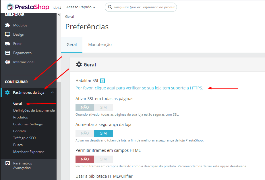 verificar se domínio já possui SSL antes de ativar no prestashop