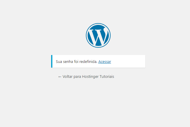 redefinição de senha confirmada pelo wordpress