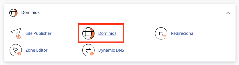 seção domínios do cpanel