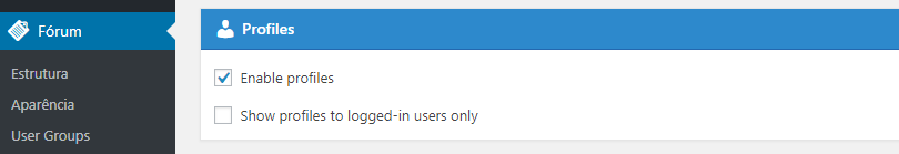 habilitar perfil no fórum