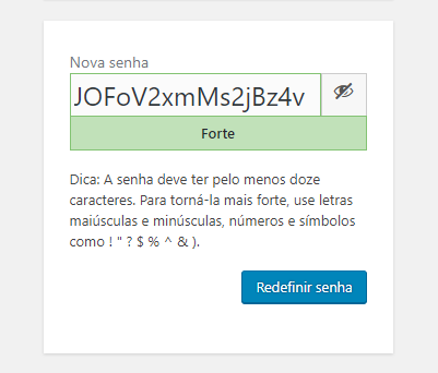 senha gerada pelo wordpress