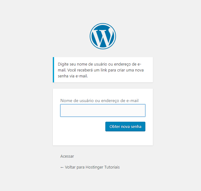 Solicitar nova senha no WordPress