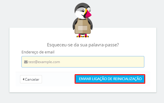 enviar email para recuperar senha no Prestahop